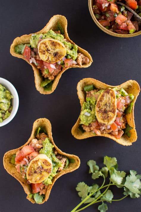 Mini Sofritas Tostada Bowls With Fried Platains Recipe Tostada Bowl Tostadas Vegetarian