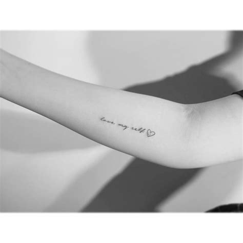Love Myself And Little Heart Tattooed On The Inner