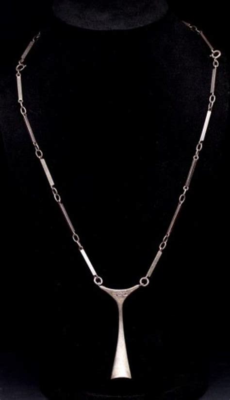 S Modernist Silver Pendant Necklace Marked O P Pendants