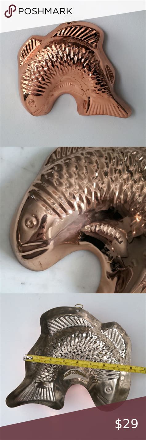 Copper Jello Mold Fish Carp Shape Vintage Kitchen Decor Vintage