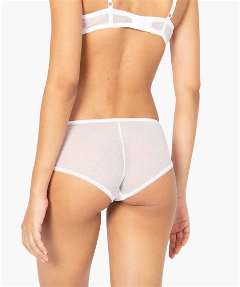 Shorty Femme En Dentelle Et Tulle Lot De 2 Blanc GEMO