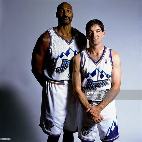 Karl Malone And John Stockton Of The Utah Jazz Pose For A Photo Circa