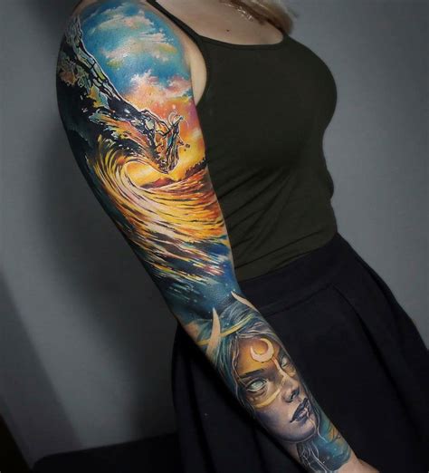 Wave And Sunset Sleeve