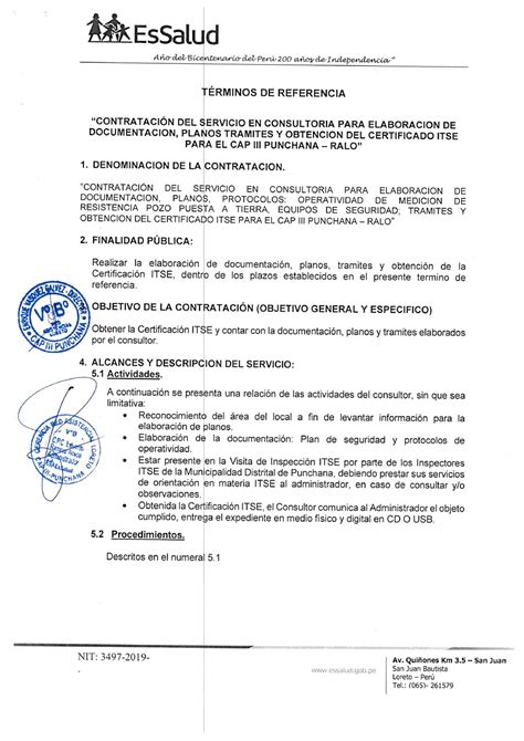 Tdr Servicio En Consultoria Para Elaboración De Documentación Planos Tramites Y Obtencion Del