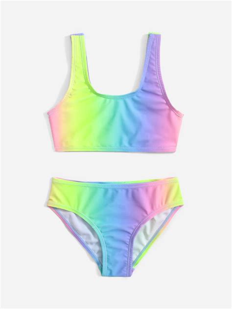 Conjunto De Bikini Degradado Para Ni A Joven Playa De Verano Moda De Mujer Shein M Xico