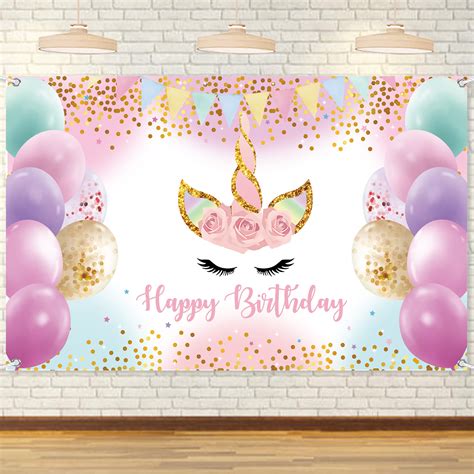 Unicorn Backdrop Unicorn Happy Birthday Party Decorations Rainbow