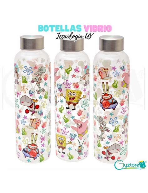 Botella De Vidrio Bob Esponja Stickers DTF UV