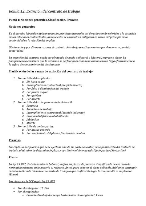 Bolilla 12 Resumen Derecho Laboral Bolilla 12 Del Contrato De