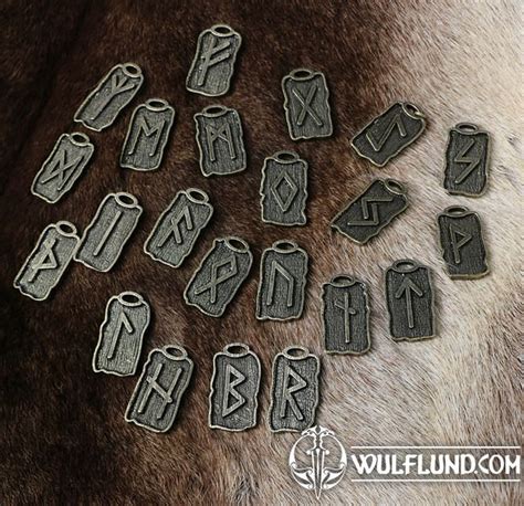 Amulett Runen Futhark Set Zink Altmesing Drakkaria Runenanh Nger