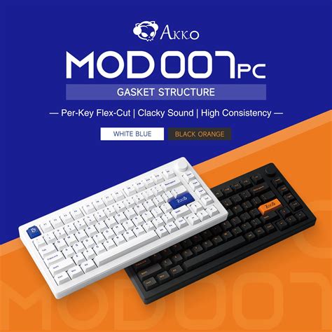 Akko Mod 007 Pc Blue On White 75 Mechanical Keyboard Wired Hot Swap