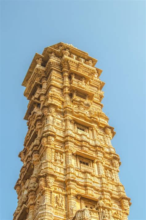 Vijaya Stambha Victory Tower Chittorgargh Rajastan Stock Photo