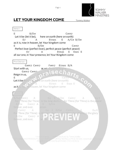 Let Your Kingdom Come Chords Pdf Tommy Walker Praisecharts