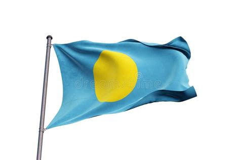 Palau Flag Waving On White Background Close Up Isolated D