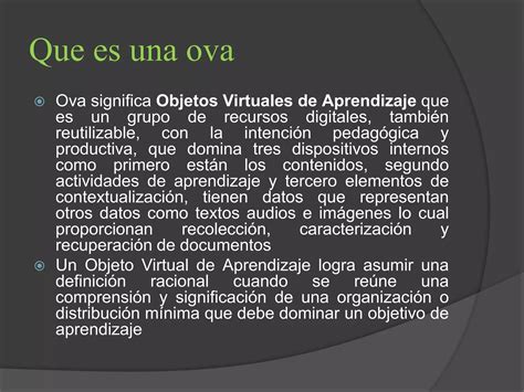 Ova Objetos Virtuales De Aprendizaje Ppt