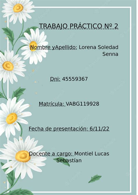 Trabajo Práctico Nº 2 derecho ambiental TRABAJO PRÁCTICO Nº 2 Nombre