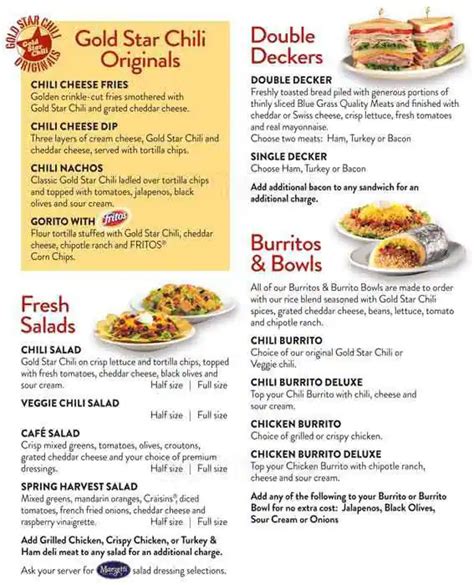 Gold Star Chili Menu, Menu for Gold Star Chili, Stonewall, Lexington ...