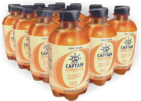 The GUTsy Captain Kombucha Zero Ginger Lemon Tray 12 X 400 Ml