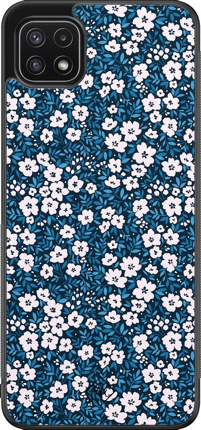 Samsung Galaxy A G Hoesje Bloemen Blauw Blauw Hard Case