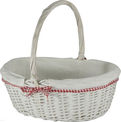 Trend Deco Owalny Kosz Wiklinowy Z Materiałem 35 Cm Biały Opinie i