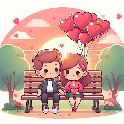 Valentine couple cartoon images | Premium AI-generated image