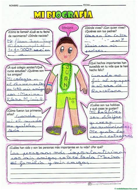 Autobiografía Para Niños De Primaria Material Didactico Para Niños