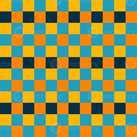 Yellow Orange Blue Black Seamless French Checkered Pattern Colorful