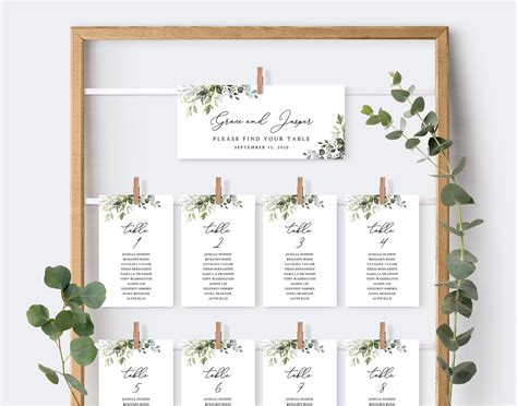 Rustic Seating Chart Template Rustic Seating Cards Rustic Etsy