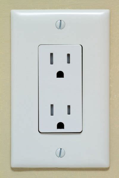 North American White Electric Wall Outlet Receptacle Stock Photo By