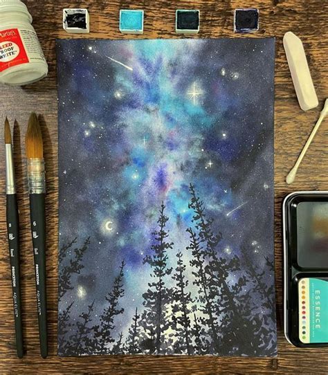 Translucent and Bright Watercolor Galaxy Painting