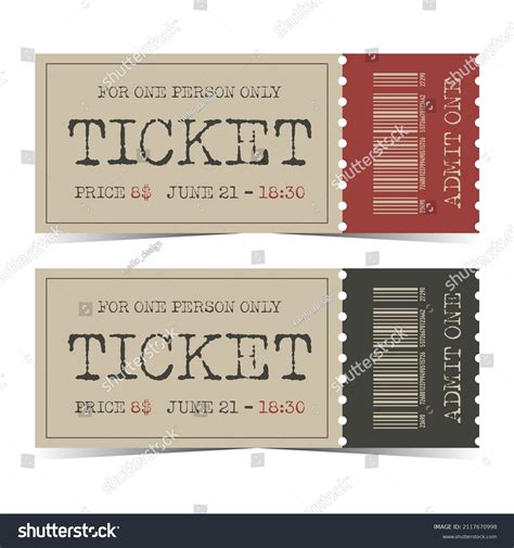 Retro Ticket Template Barcode Detachable Part Stock Vector (Royalty
