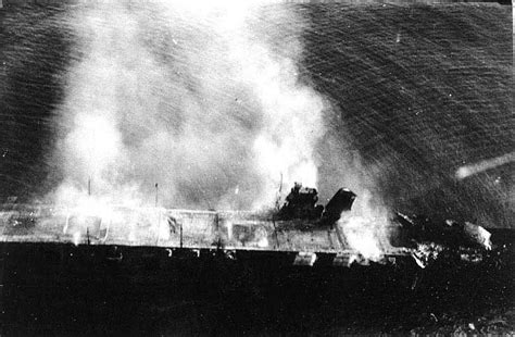 IJN Hiryu ablaze after the battle of Midway, June 1942 | Imperial ...