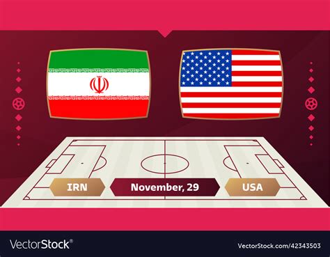 Iran vs usa football 2022 group b world Royalty Free Vector