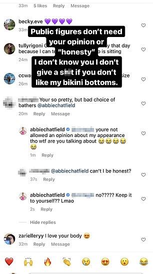 Abbie Chatfield Hits Back At Troll Who Criticised Her Skimpy Bikini Daily Mail Online