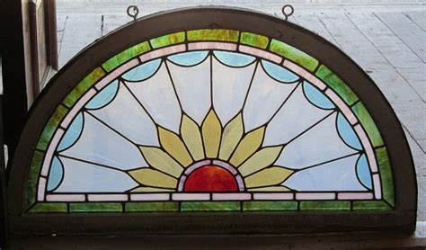 Arched Sunburst Stained Glass Window Jjt Antique Stained Glass Windows Stained Glass Windows