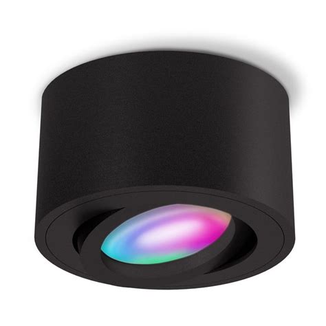 CELI 1BM Aufbauspot Schwarz Flach Schwenkbar Inkl LED RGB WiFi Dimmbar