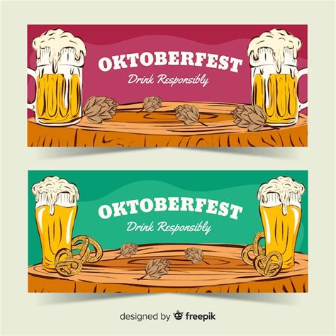 Free Vector | Hand drawn oktoberfest banner templates