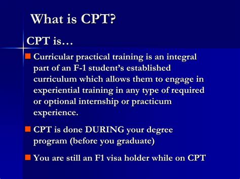 Ppt Curricular Practical Training Cpt Powerpoint Presentation Free