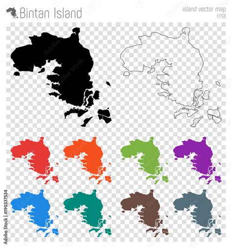 Bintan Island high detailed map. Island silhouette icon. Isolated Bintan Island black map ...