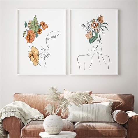 Woman Line Art Print Set Of Woman Line Drawing Wall Art Etsy Australia