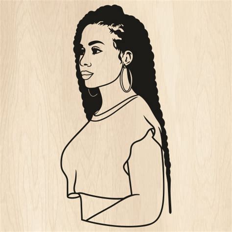 Black Woman Braids Black Svg Afro Woman With Braids Vector File Braids Svg Cut Files Png