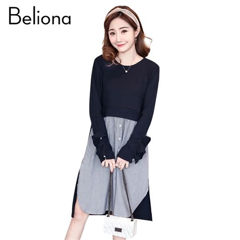 Spring Stitching Maternity Clothing Preppy Style Pregnancy Dress Cotton