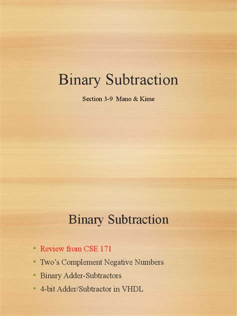 Binary Subtraction Class Pdf Subtraction Multiplication