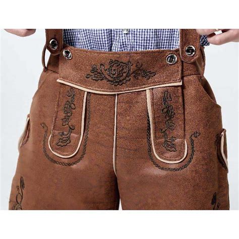 Pcs Men S Brown Suspenders Bavarian Oktoberfest Lederhosen Costume N