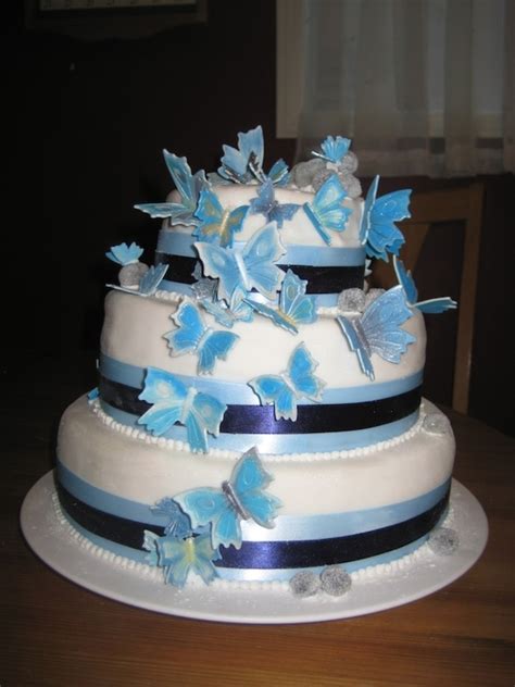 Blue Butterflies Wedding Cake