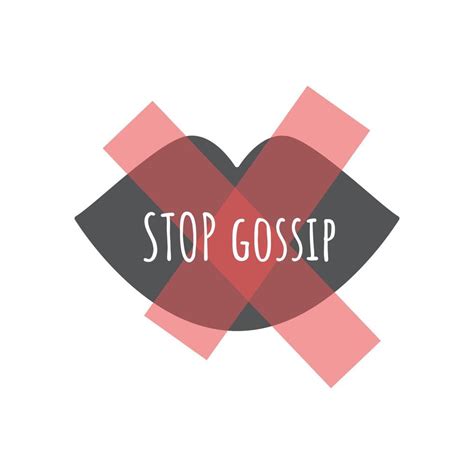 Stop Gossip Text Be Silent Do Not Talk Concept Close Mouth Vector