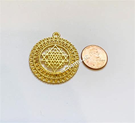 SRI YANTRA Gold Plated Hollow Pendant-charms Zinc Based Alloy - Etsy