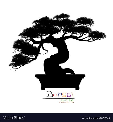 Bonsai Tree Plant Silhouette Icons On Background Vector Image