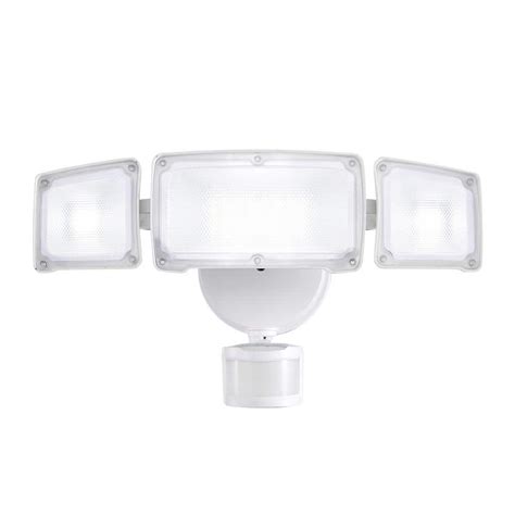 Awsens 40 Watt 180 Degree White Motion Activated Outdoor Integrated Led Flood Light With 3 Heads