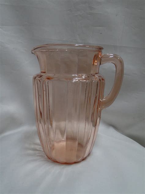 Anchor Hocking Pillar Optic Pink Serving Pitcher 8 Tall — Dishes Encore