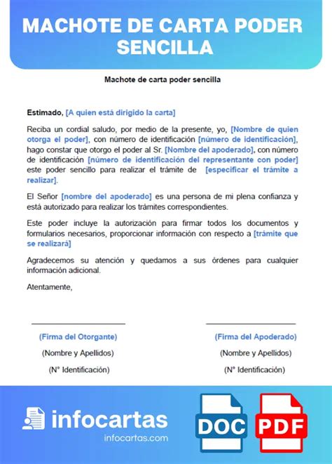 Machote De Carta Poder Sencilla Ejemplos Y Formatos Gratis